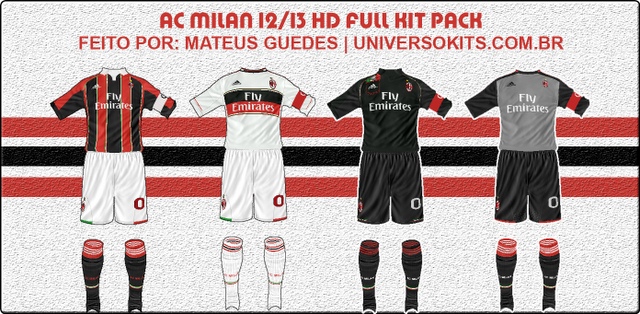 AC Milan Full Kit Pack HD 12/13 by Mateus Guedes